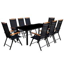 Browse our wide selection of black outdoor dining chairs and bring effortless style to your home with beautiful modern furniture and decor. 9 Piece Outdoor Dining Set With Folding Chairs Aluminium Black Factory To Home Reviews On Judge Me