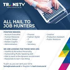 Check spelling or type a new query. Lowongan Kerja Lowongan Kerja Trans Tv Besar Besaran Tahun 2019