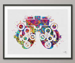 Phoropter Optometry Tool Watercolor Print Optometrist Gift Etsy Watercolor Print Clinic Art Medical Art