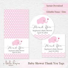 Instant Download Editable Text Pink Elephant Baby Shower Thank You Tag Printable Instant Download Baby Shower Thank You Baby Shower Tags Baby Shower