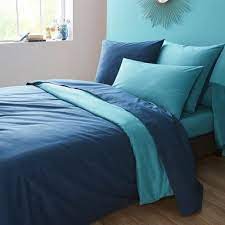 1 housse de couette 228,6 x 228,6 cm, 2 taies d'oreiller 66 x 50,8 cm (coussin non inclus) haute qualité : Housse De Couette En Microfibre Bleu 140x200 Vague Maisons Du Monde