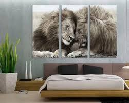 Black And White Lion Canvas 3 Panel Canvas Split Black And White Lion Lioness Canvas Art Giclee Print Interior Design Room Decoration Photo Gift Wall Art Black And White Lion Lion Wall Art Canvas