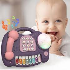 Baby Musical Instruments Toys,Kids Drum Set Piano Keyboard and Xylophone  Musical Toys,Multifunction Baby Musical Phone Keyboard Telephone Drum Toy  With Light for 1 2 3 4 5 Year Old Boy Girl Gift