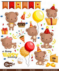 Birthday Bear Clipart Cute Animal Clip Art Birthday Party Etsy In 2021 Birthday Clipart Birthday Clips Birthday Balloons Clipart