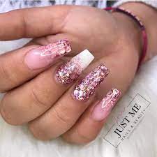 Justmenailsandbeauty Using Glitterbels Core Powder In Pink Opal Snowdrops White And Glass Slip Pink Glitter Nails White Acrylic Nails Glitter Nails Acrylic