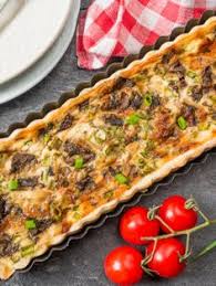 пирог из слоеного теста с курицей грибами и сыром Tart S Gribami I Syrom Tart Eda Kulinariya