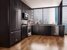 Modern, clean, and neutral, slate offers a smart, stylish appearance that goes marvelously with a granite countertop or any number of shades between black and white. Black Stainless Steel Google Search Modern Kitchen Interiors Kitchen Design Kitchen Interior Design Modern