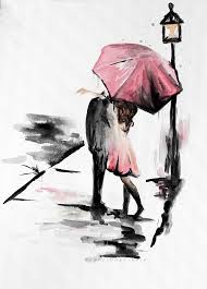 Couple Avec Parapluie Romance De La Peinture S Embrasser Sous La Pluie Cette Impression D Une Peinture Aquarelle Originale Serait Art Watercolor Art Painting