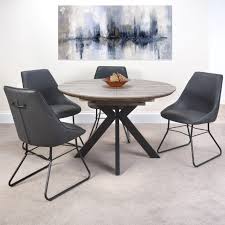 The product is grandly styled; Malin Extending Round Dining Table 1200mm 1600mm Grey Lawlors Furniture Flooring