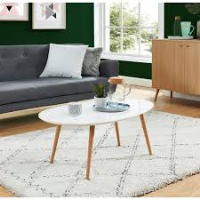 Stone Table Basse Ovale Scandinave Blanc Laque L 98 X L 61 Cm Achat Vente Table Basse Stone Table Basse 98 Bl Cdiscount