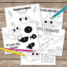 Kids can paint their own baby shark. Baby Shark Song 6 Coloring Pages Super Simple Coloring Etsy Printable Unicorn Birthday Baby Shark Song Shark Birthday