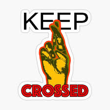 Keep one's fingers crossed is an idiom. Fingers Crossed Stickers Redbubble