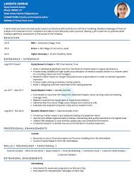 Equity research analysts create reports, conduct research, analyze financial information, and make predictions regarding financial matters. Resume Of Equity Research Analyst