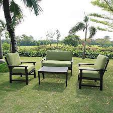 Delahey 4 Piece Patio Conversation Set Dark Brown Seats 4 Walmart Com Conversation Set Patio Cheap Patio Furniture Outdoor Patio Set
