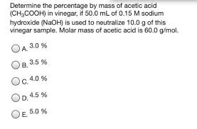 Since you want 0.5, use 1/2 mole (20.0 grams) of naoh. Answered Determine The Percentage By Mass Of Bartleby