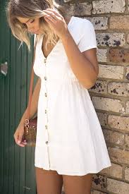 White V Neck Buttons Up Short Sleeve Casual Dress In 2020 Simple Dress Casual Everyday Dresses Casual White Short Dress
