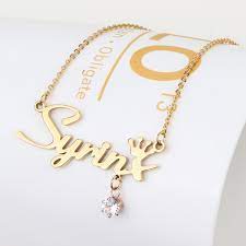 Buy fashion long necklace online. China Custom Personalized Alphabet Letter Pendant 9k 14k 18k Gold Name Necklace Jewellery With Diamond China Fashion Jewellery And Fashion Necklace Price