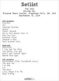 The songs you listen to can change the way you see the world. Odds The Who Play These Songs Live On 2019 Moving On Tour Setlist Fm