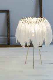 White Feather Table Lamp Curiousegg Feather Lamp Feather Decor Diy Lamp Shade