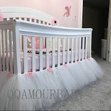 Ruffled crib skirt tutorial {nursery bedding reveal}. White Crib Tulle Tutu Skirt Twin Size Bed Skirt Dust Ruffled Etsy Ruffle Crib Skirt Cribs Baby Crib Bedding