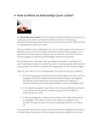 Attach your cover letter to the email. Doc How To Write An Internship Cover Letter Josh Ocloo Academia Edu