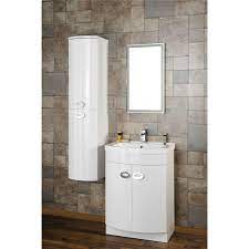 There are 2 storage shelves inside of the cabinet, they can be moved and adjusted at 6 different positions. Curved White Wall Hung Tall Bathroom Storage Cabinet W320 X H1418mm Furniture123