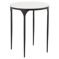 The nightstand is made in china and will arrive fully assembled. Hadden Modern Classic White Marble Top Black Metal Base Round Side Table Wide Over 24 W Kathy Kuo Home