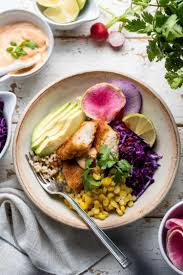 Step 5 arrange fillets on grill grate, and cook for 3 minutes per side. Spicy Fish Taco Bowls With Cabbage Slaw Kitchen Confidante