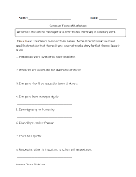 Common Themes Worksheet Reading Themes Worksheets Printable Worksheets