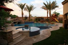 Check spelling or type a new query. Backyard Oasis Pool Spa Swim Up Bar Grotto Slides Water Features Mediterranean Pool Phoenix By Unique Landscapes And Custom Pools Houzz
