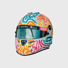 Spanish flag colours with concentric c and s stripes, matching visor, clips and lining with logos all in white.apart from the ferrari badge. Carlos Sainz 2020 Mind Edition 1 2 Scale Helmet Mclaren F1
