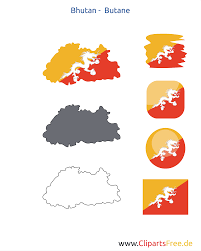 Possible reconstruction of flag of bhutan from 1956 to 1969, based on an image from fotw. Bhutan Flagge Mit Kontur Karte Fahne Icon Button