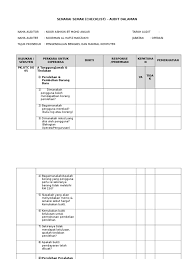Ulasan ini dapat memberikan gambaran kepada. Audit Checklist Pengedalian Bengkel Makmal Komputer