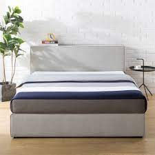 It ships in one carton with the frame, legs and ten wooden slats conveniently this upholstered platform bed features a button detailed headboard and wood slats and exposed feet for support. Zinus Finley 34 Upholstered Platform Bed Frame With Headboard Shelf And Usb Full Walmart Com Walmart Com