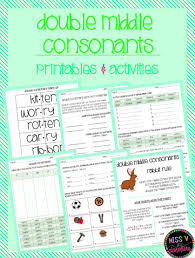 Double Middle Consonants Bundle Available On Tpt Double Consonants Consonant 3rd Grade Words