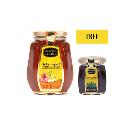 Al Shifa Nat Honey 500g + Blk Forest 125g