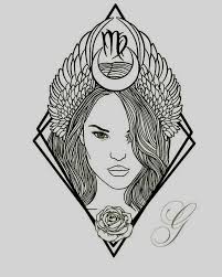 Black And White Womans Face Tattoo Design 50 Best Virgo Tattoos Designs And Ideas With Meanings Virgo Tattoo Virgo Tattoo Designs Virgo Constellation Tattoo