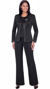 Terramina 7728 Womens Three Piece Pant Suit With Brooch