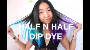 Concentrate the majority of the dye on the ends of your hair, making sure the tips are fully saturated. Half N Half Dip Dye Hair Tutorial Purple Blue Itsconnieyeah Youtube