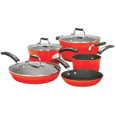 The Rock By Starfrit The Rock By Starfrit 8 Piece Cookware Set With Bakelite Handles Red Freeshipping Shoppinnparad Cookware Set Cooking Set Cookware Sets
