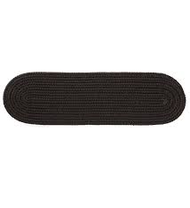 Custom stair treads, any size, any color, any pattern, oval shaped braided rug style stair runners, stair pads, step treads, carpet treads. Indoor Outdoor Braided Polypro Roanoke Stair Tread Solid Black Plowhearth