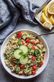 This israeli couscous tabbouleh salad recipe combines pearl couscous with tomatoes, cucumbers, fresh herbs and a light citrus dressing. Israeli Couscous Tabbouleh Salad Platings Pairings
