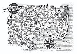Bing maps birds eye view. Bondi Beach Map 1st Edition Fine Art Giclee Print Rosie Apps