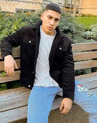 Bershka Cord Trucker Jacket With Borg Collar In Black Asos
