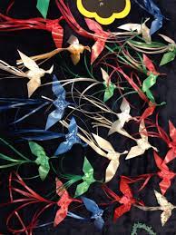 Origami Birds Of Paradise Made From Ribbon Easy Christmas Crafts Origami Bird Christmas Crafts