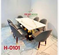 Marmer Set Of Dining Table Chair Table Stainless Steel Dining Room Table  Meja Makan Marmer