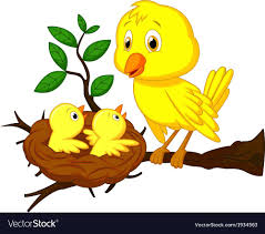 Bird On Tree Drawing For Kids Cartoon Mother And Baby Bird Vector Image On Vectorstock Cartoon Clip Art Cartoon Birds Art Drawings For Kids