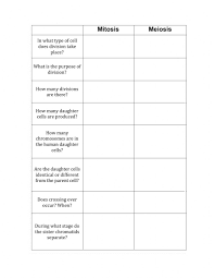 For each site answer the questions associated. Mitosis Vs Meiosis Interactive Worksheet