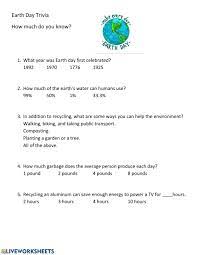 Feb 17, 2021 every april 22, millions of people around the world gather to c. Earth Day Trivia Worksheet