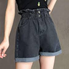 Harajuku Elastic High Waist Shorts High Waisted Shorts Casual Jeans White Denim Shorts